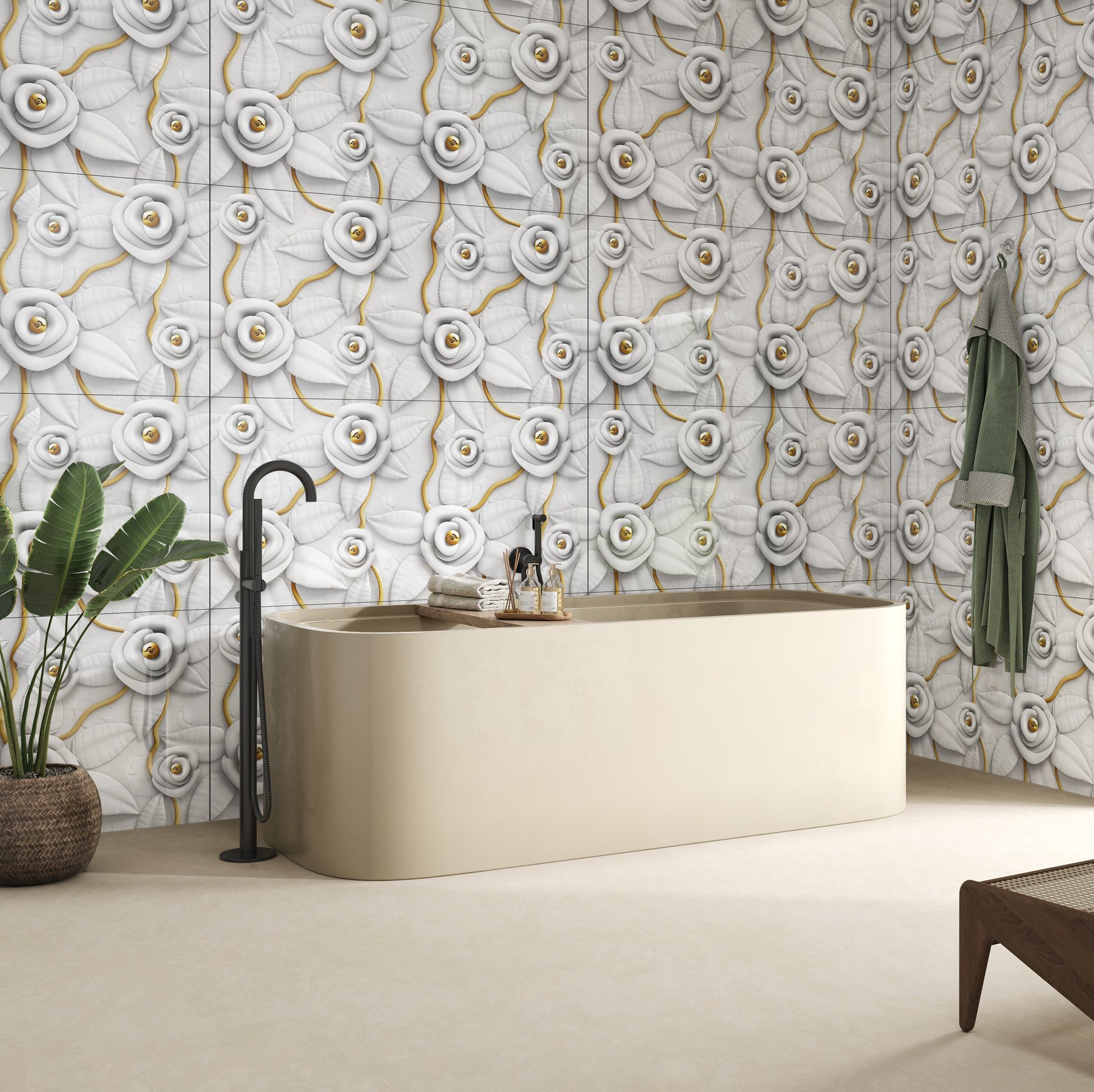 Floral Emboss Room Scene